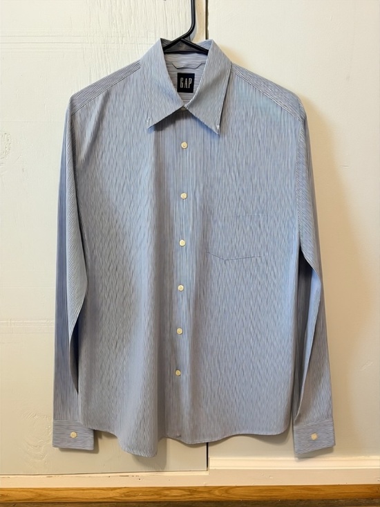 Old Navy Other - GAP Blue Striped Button Down Shirt Men’s Medium 100% Cotton Classic Dress Shirt
